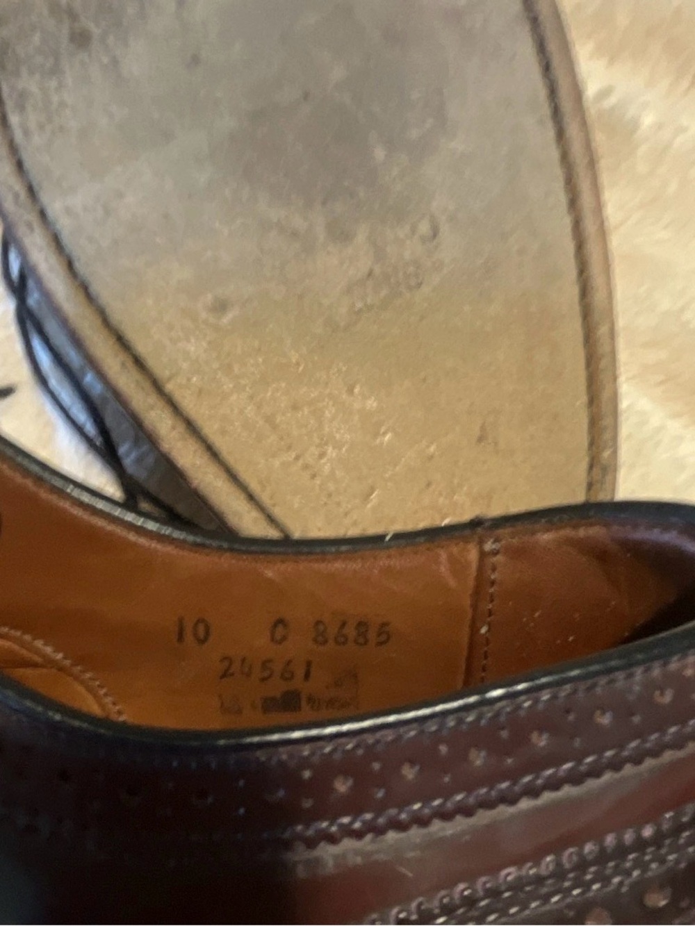 Shell Cordovan Allen Edmonds Men's brown Wingtip Derby - Picture 5 of 7
